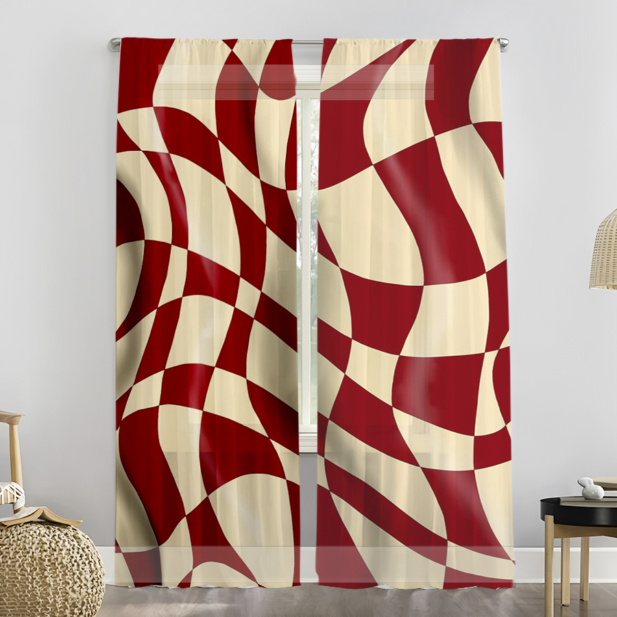 2PCS Sheer Curtains, Wine Red  - Curtain Rods review and price