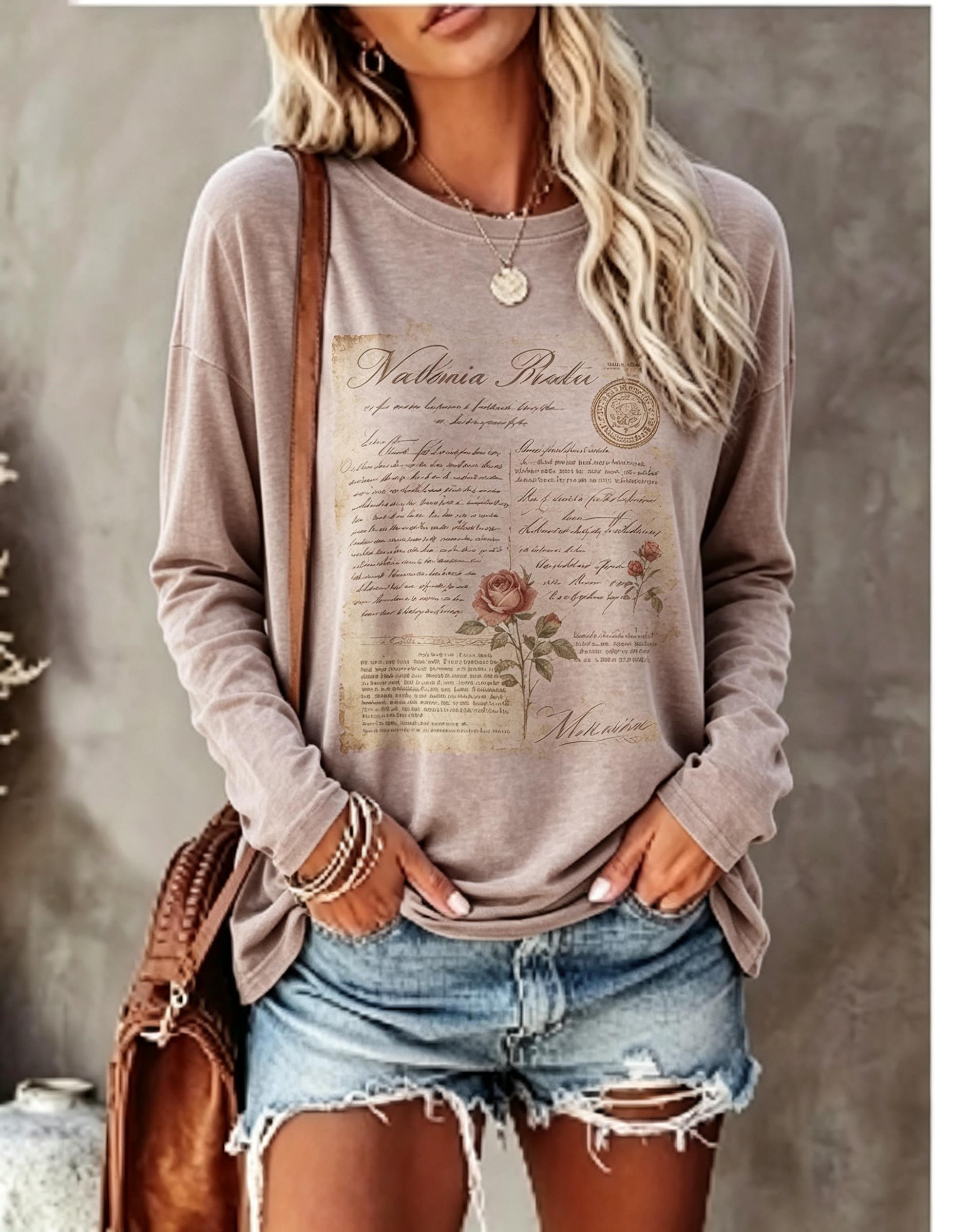 Women Long Sleeve T Shirt Vint - Wallpaper review and price